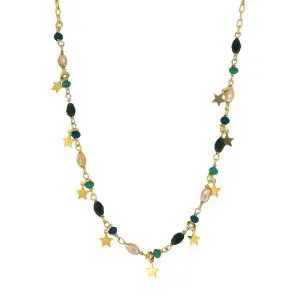 Colar de Estrelinhas com Pedras Coloridas