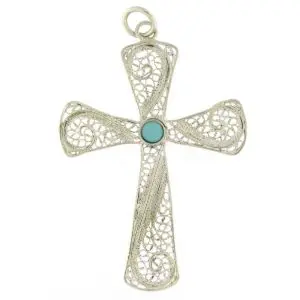 Cruz de Filigrana com Turquesa