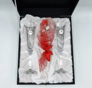 Conjunto Par de Flutes e Rosa