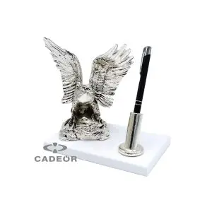 Águia com Base Branca Para Caneta