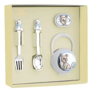 Conjunto Talheres e Porta-Chupeta Cãozinho