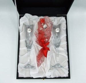 Conjunto Par de Flutes e Rosa