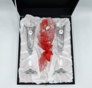 Conjunto Par de Flutes e Rosa